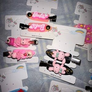 Cute Pink Hair Clips Set